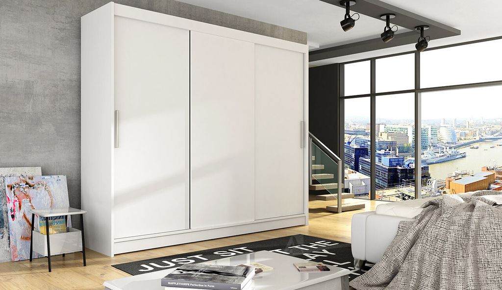 Prostorná šatní skříň Lion - šířka 250 cm, bílá Obrázek produktu 
