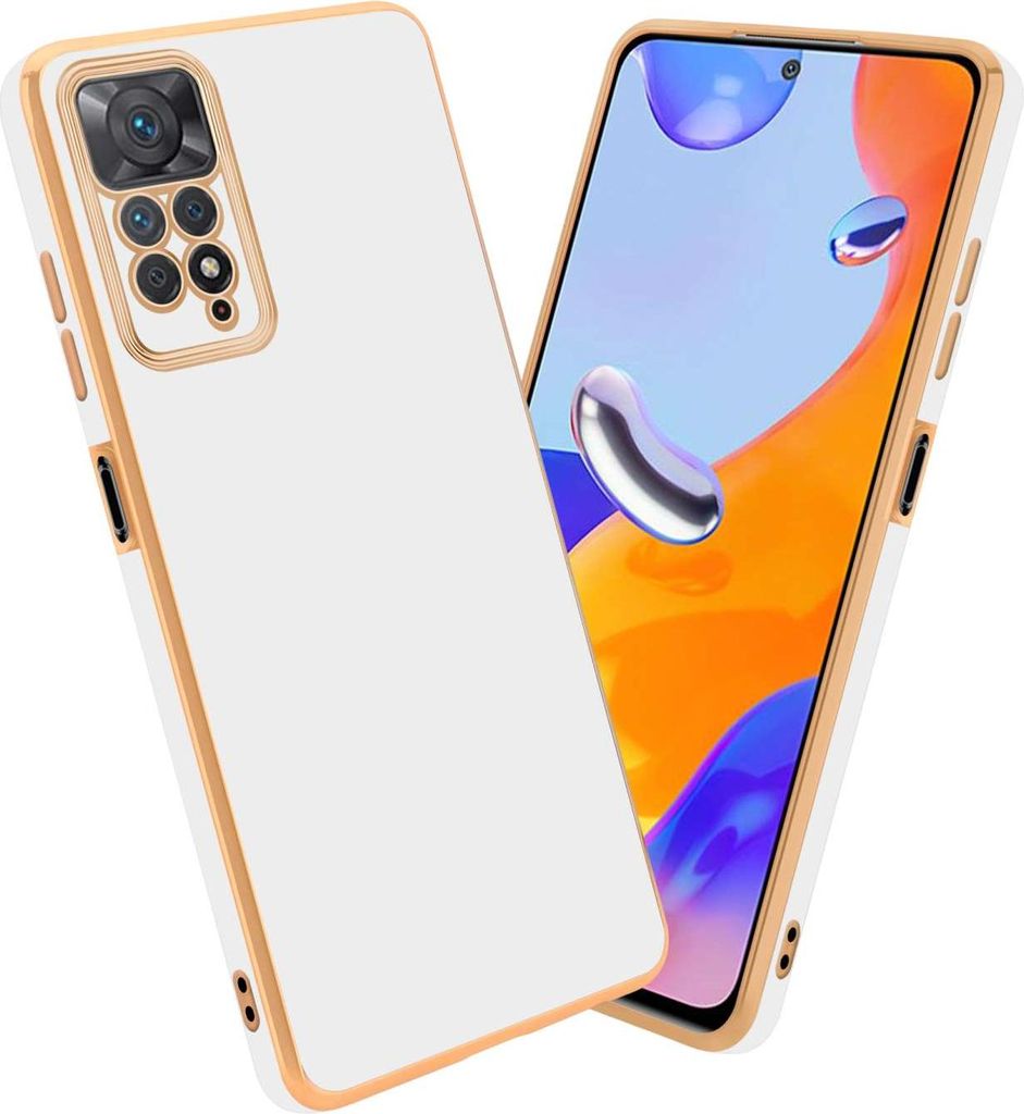 Cadorabo Schutzhülle für Xiaomi RedMi NOTE 11 PRO 4G / 5G in Glossy Weiß - Gold Hülle flexibles TPU Silikon Cover Kameraschutz