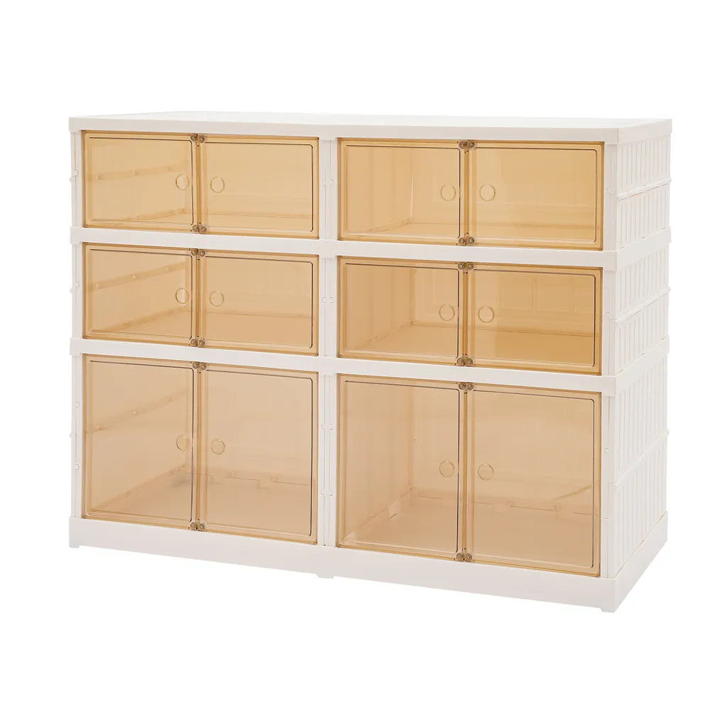 Boîte de rangement à chaussures pliable 3 étages blanc gain de place - 7