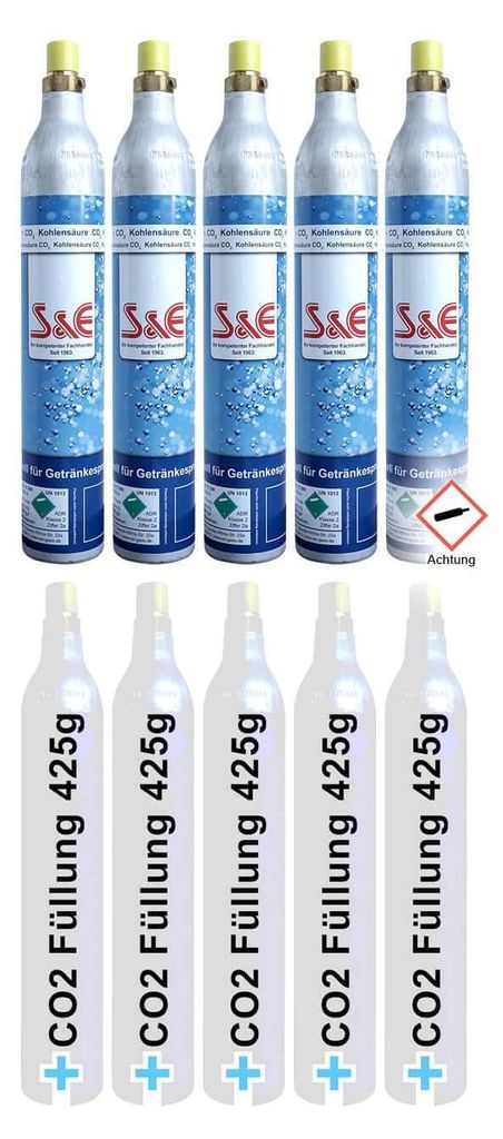 5 x CO2 Reserve-Zylinder für 425g | 60l Sprudel-Wasser - Produktbild 
