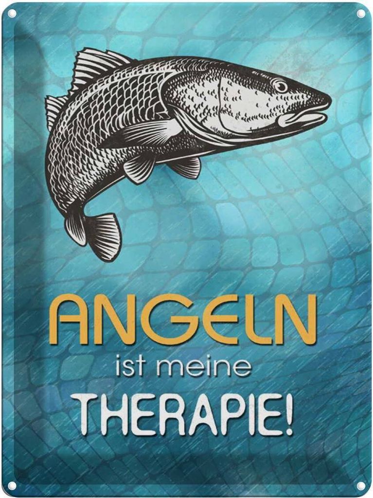 vianmo Blechschild 40x30 cm Angeln ist meine Therapie Spruch Zitat