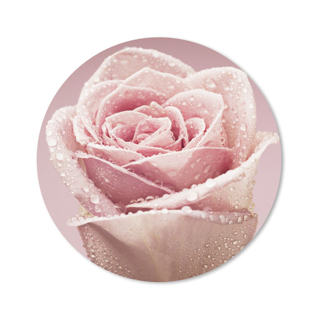 MuchoWow Mauspad Mousepad Tautropfen auf einer einzelnen rosa Rose 30x30 cm - Mousepads - Maus Mat - Pad - Mausunterlage - Tischunterlage - Schre...