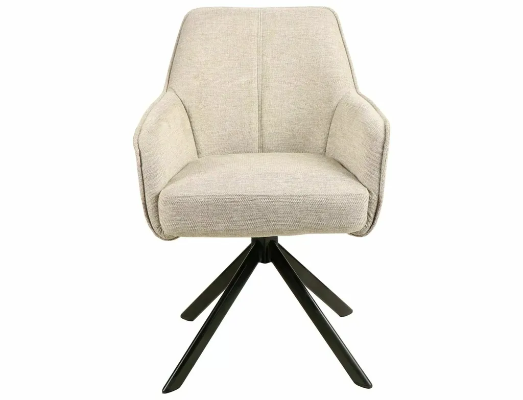 Sedia da pranzo girevole ZARIA - nero / beige