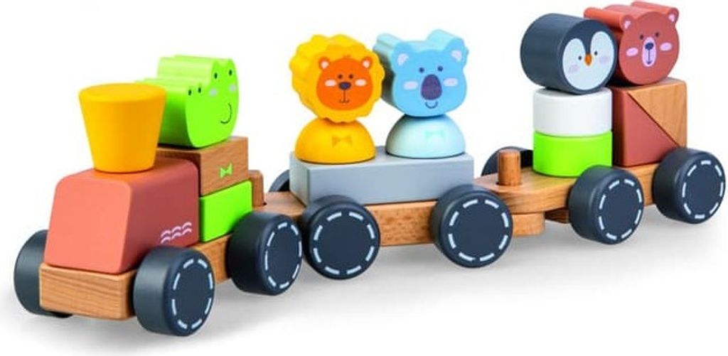Besttoy - Holz-Nachziehzug mit 2 Waggons