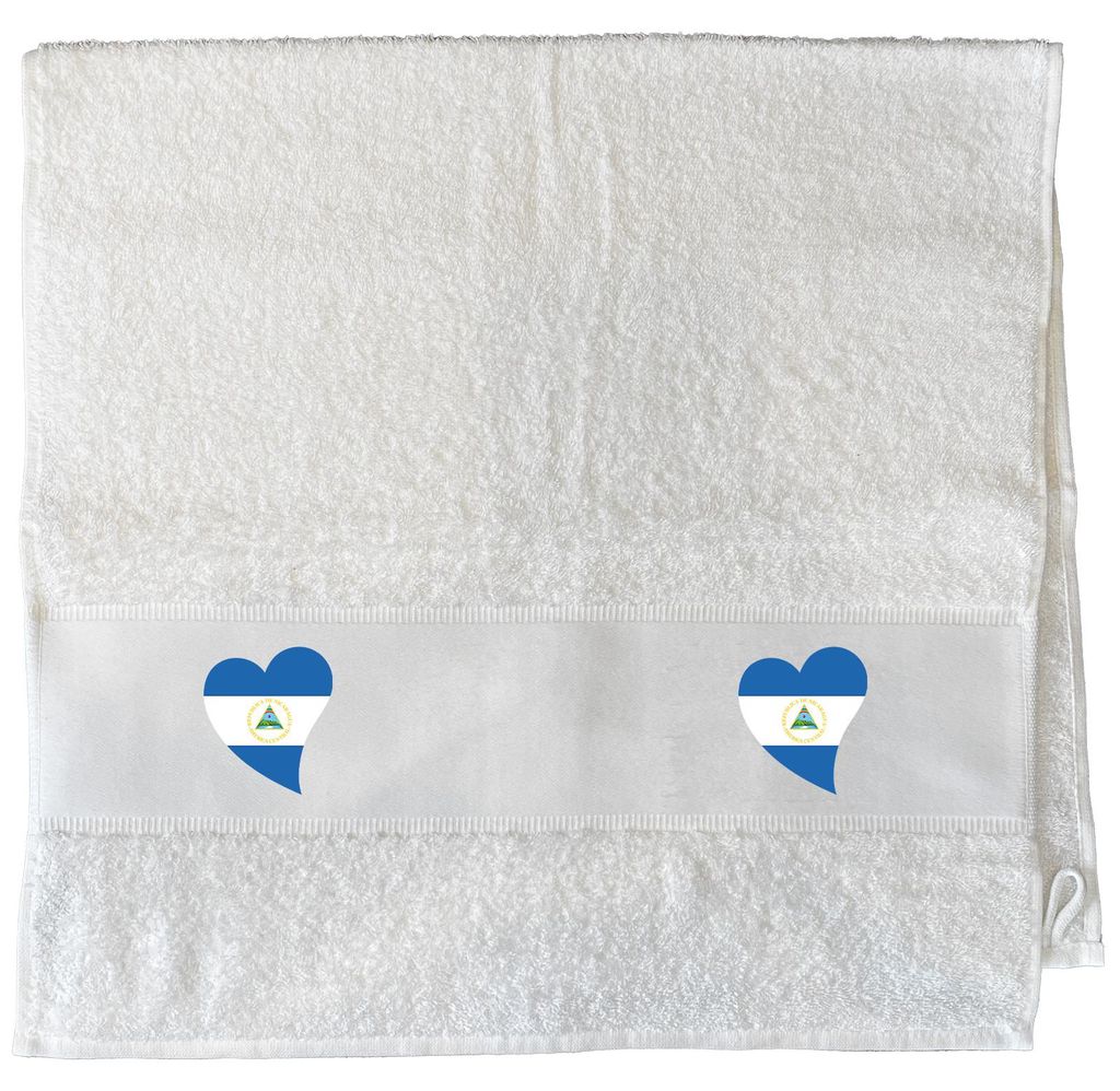 Huuraa Handtuch Nicaragua Flagge Herz 50x100cm White Baumwolle Handtuch Geschenkidee