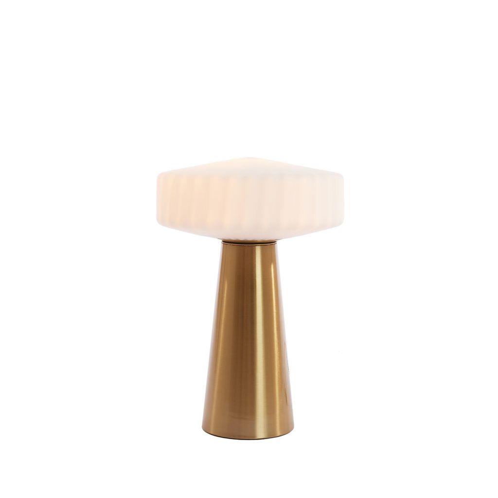 Light & Living - tischlampe - Pleat - gold weiß - glas - buntglaslampe - E27 - 1882126