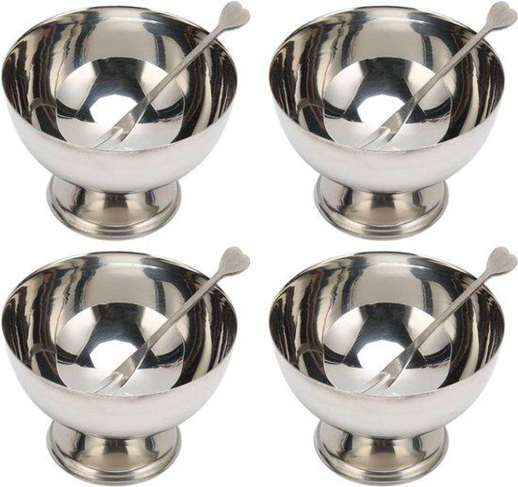 Stainless Steel Eiswaffeleimer - Wiederverwendbare Dessertteller - Servierteller für Eis - Sorbet Früchtasche Pudding - Set aus 4 Stück.