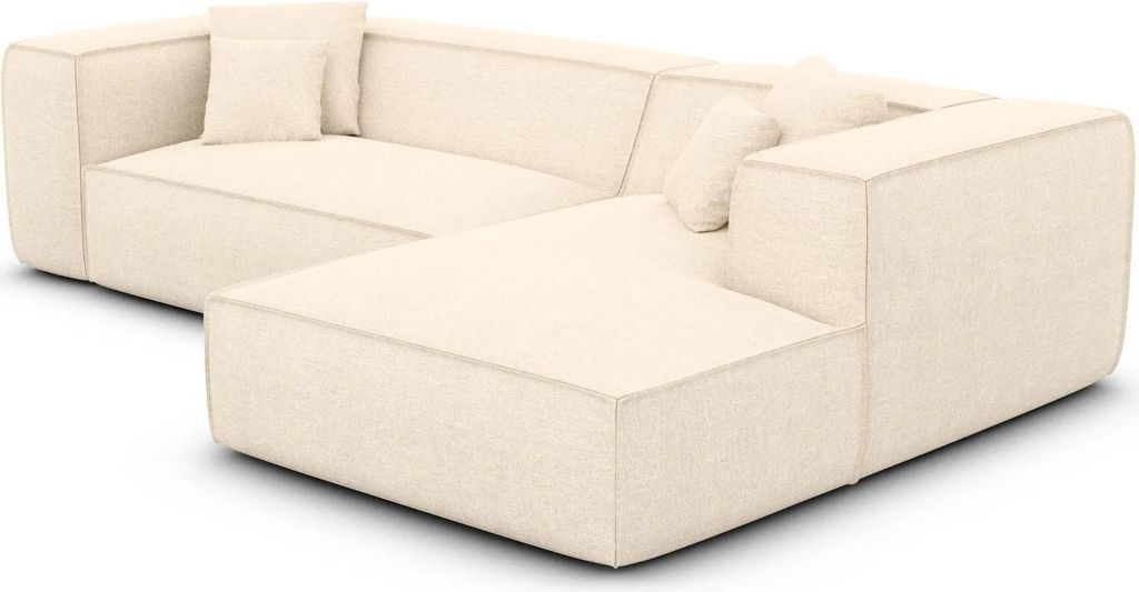Strukturstoff L-Form Sofa Arelia Creme Rechts
