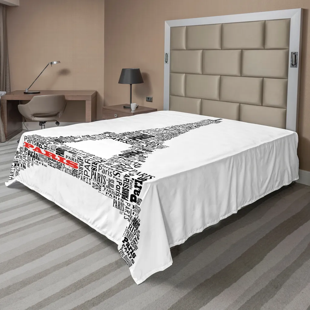 Drap de lit supérieur motif Paris, textile doux et confortable 260x228cm