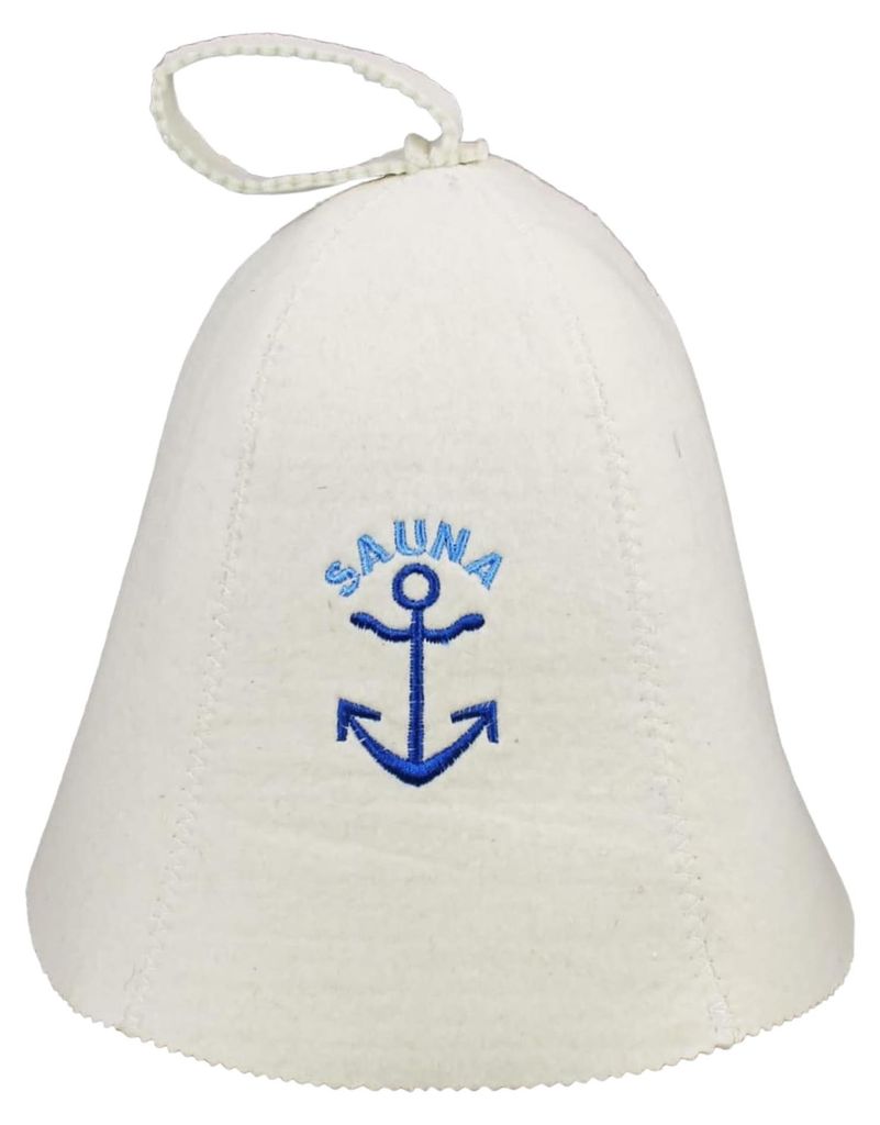 Saunahut aus Wollfilz (1004 Blauer Anker) Saunamütze mit Produktbild 