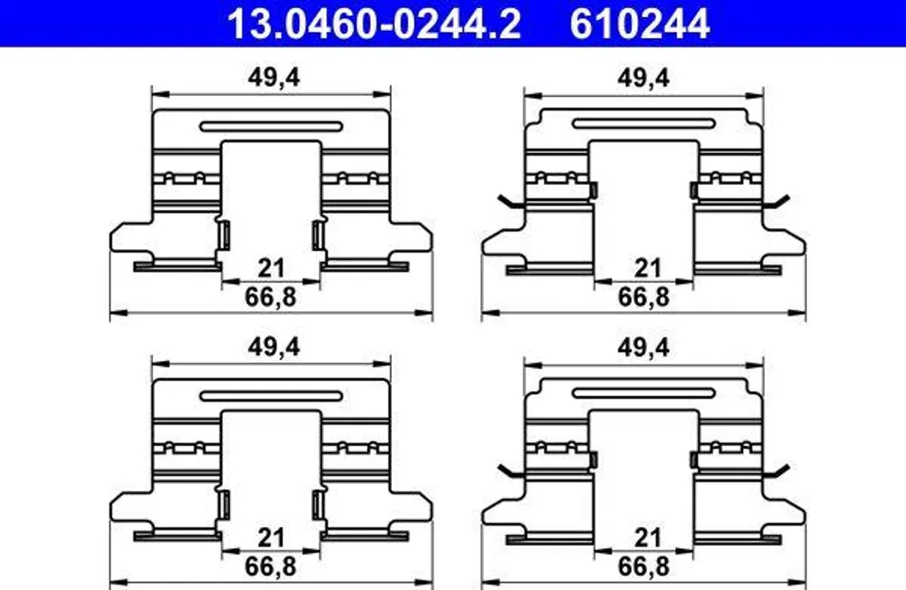 Kit montage plaquettes ATE 13.0460-0244.2 haute performance pour Leaf