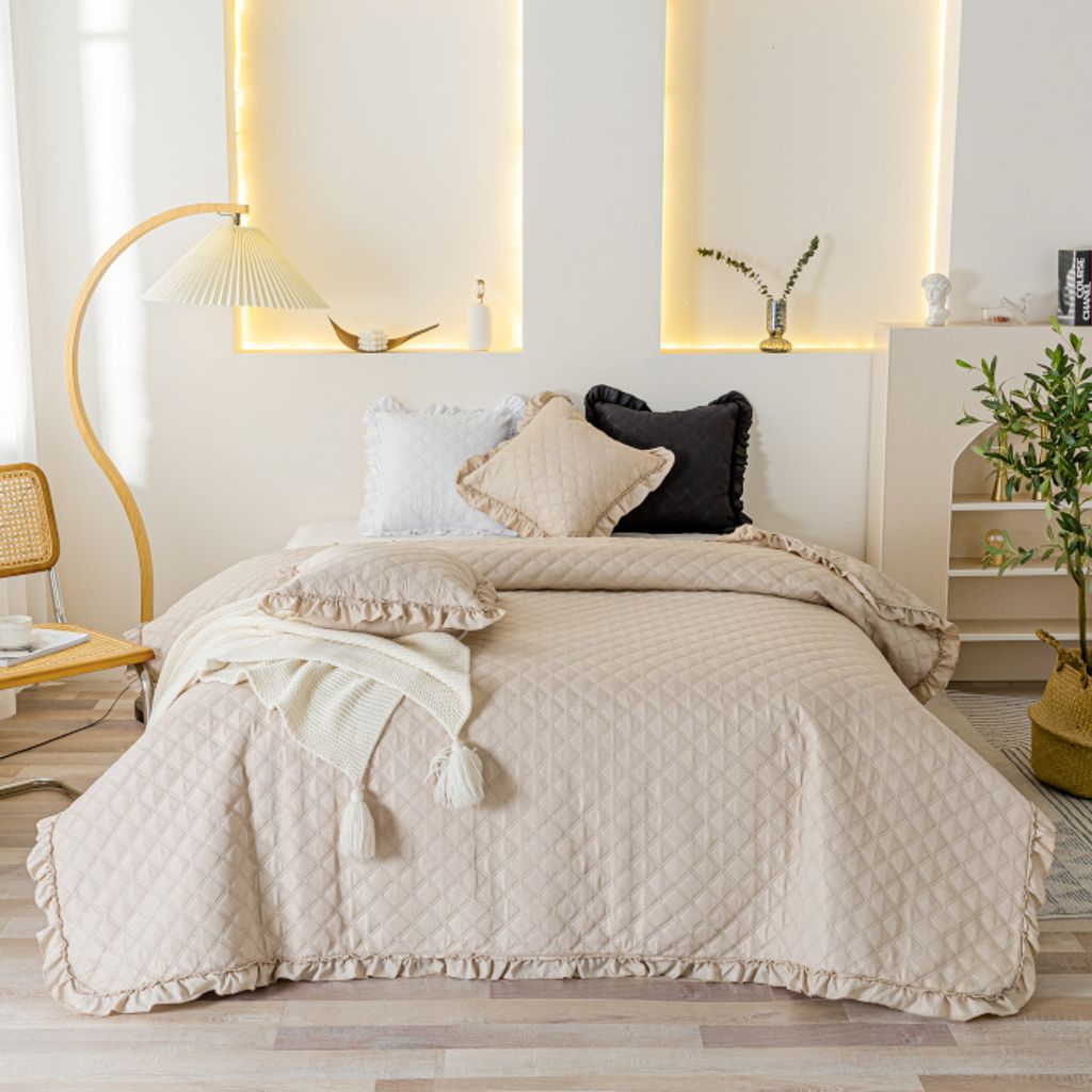 BEIGE pikowana kołdra dwustronna 160x220CM PLED FALBANKS Zdjęcie produktu 