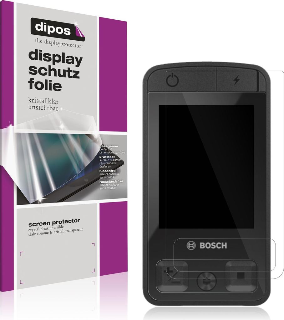 2x Schutzfolie für Bosch Kiox 400C klar Displayschutzfolie Folie Display Schutz dipos