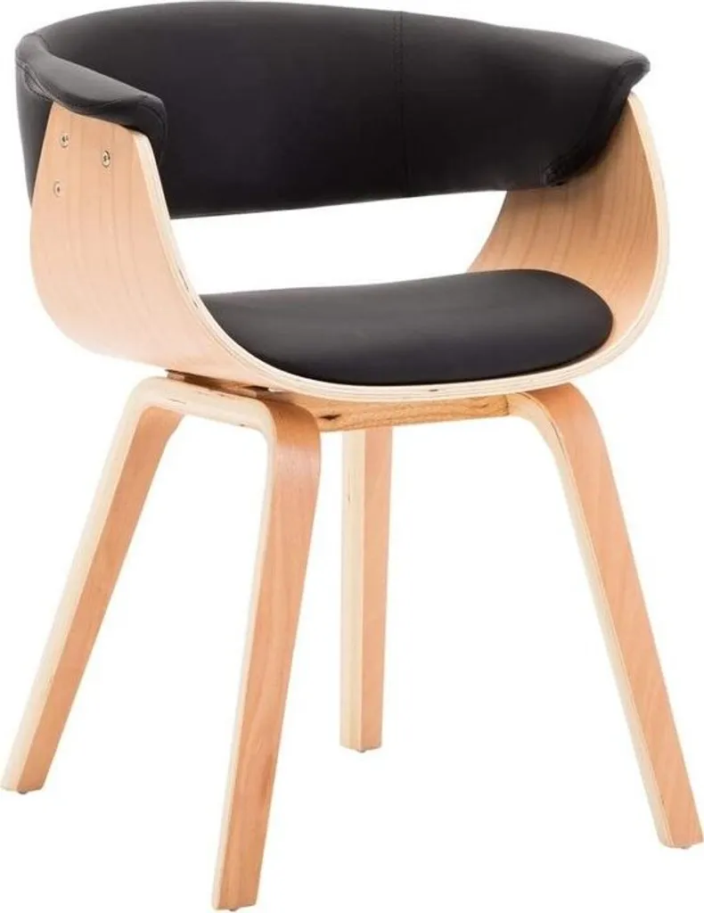 Chaise de cuisine design en bois courbé noir avec assise rembourrée
