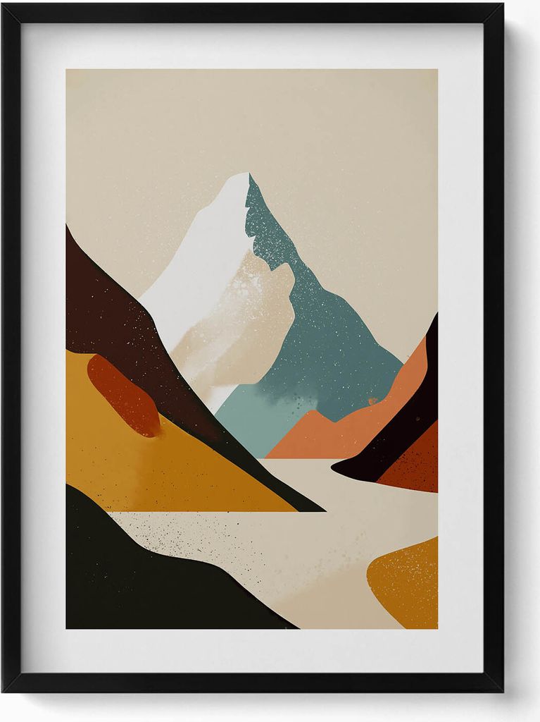 Illustration von bunten Felsen– Wandbild mit Rahmen – Gerahmtes Bild – Wanddekoration – 50x70 cm – Schwarz Rahmen