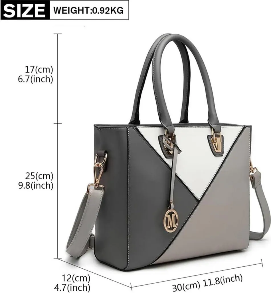 Miss Lulu Borsa In Ecopelle Con Tracolla – Design Geometrico A Blocchi Di Colore, Capiente Per Tablet 9,7'' E Oggetti Quotidiani