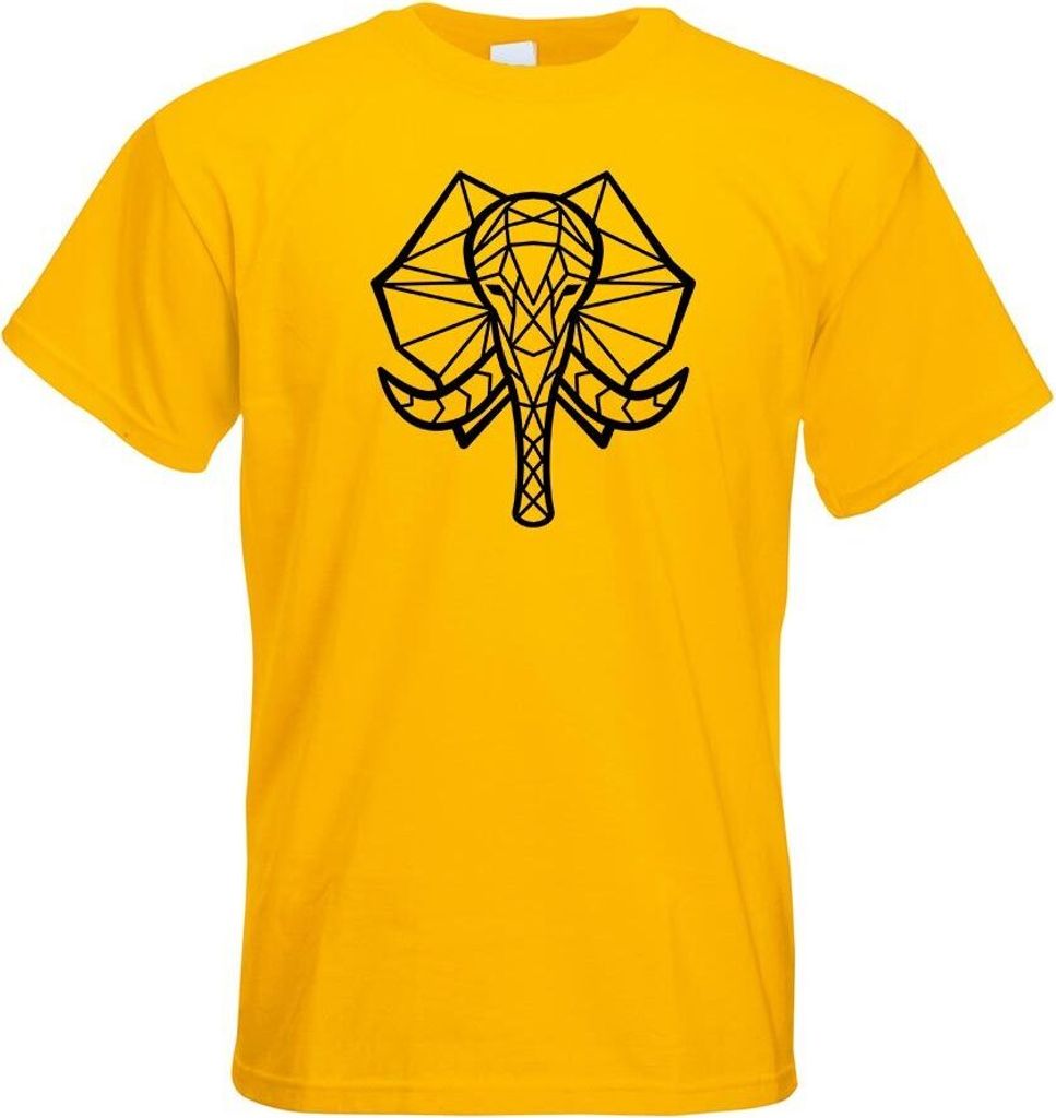 Kiwistar - T-Shirt - gelb - Elefant Rüssel Polygon Motiv Bedruckt Funshirt Design Print - mit Motiv Bedruckt - Funshirt Design - Sport - Freizeit ...