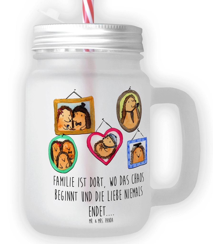 Mr. & Mrs. Panda Cocktailglas Igel Familie - Transparent - Geschenk, Muttertag, Glas, Bilder, Trinkglas, Schwester, Mama, Mason Jar, Trinkgefäß, ...