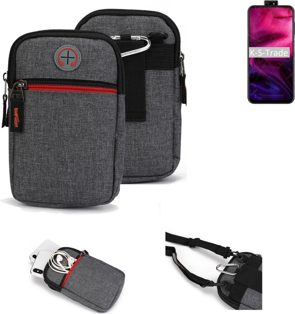 K-S-Trade Holster Gürteltasche kompatibel mit HiSense Infinity H50 Zoom Handy Tasche Schutz Hülle grau Zusatzfächer 1x