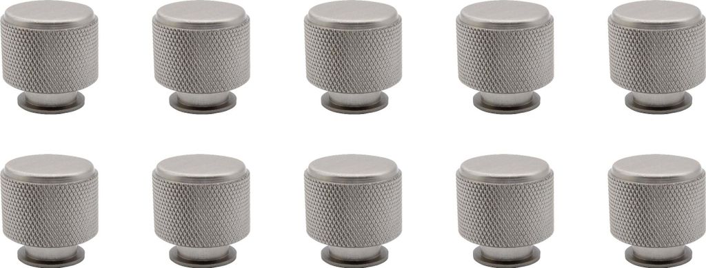 Natural Goods Berlin Möbelgriff TROMMEL, Möbelknopf, Schrankgriff, Knauf für Schublade und Tür, Silber, 10 Stück
