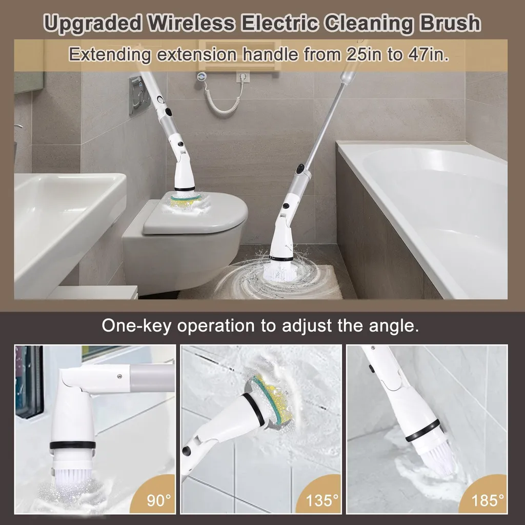 Brosse électrique rechargeable 4000mAh avec manche extensible flexible - 5