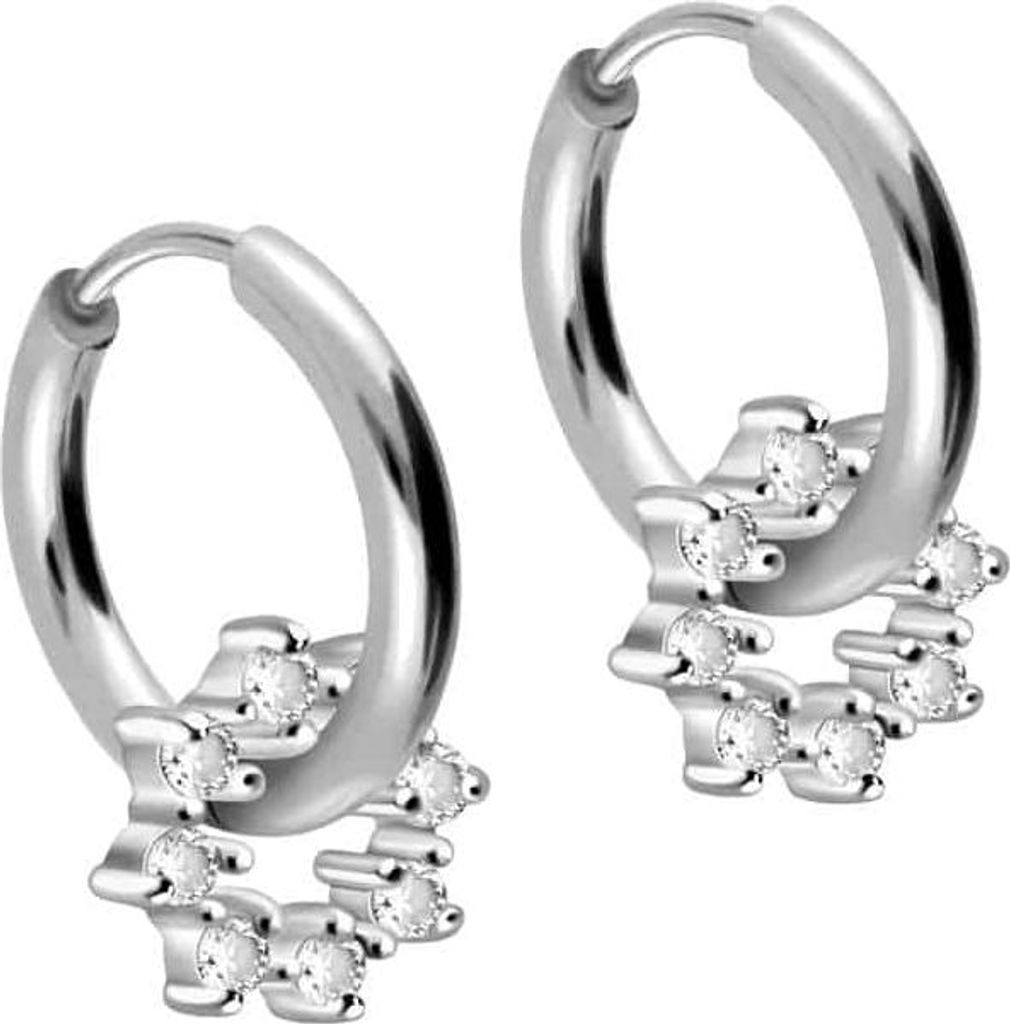 Chirurgenstahl Ohrclicker Creolen KRISTALLKREIS Silber Innendurchmesser: 10mm + Designstärke: 2mm