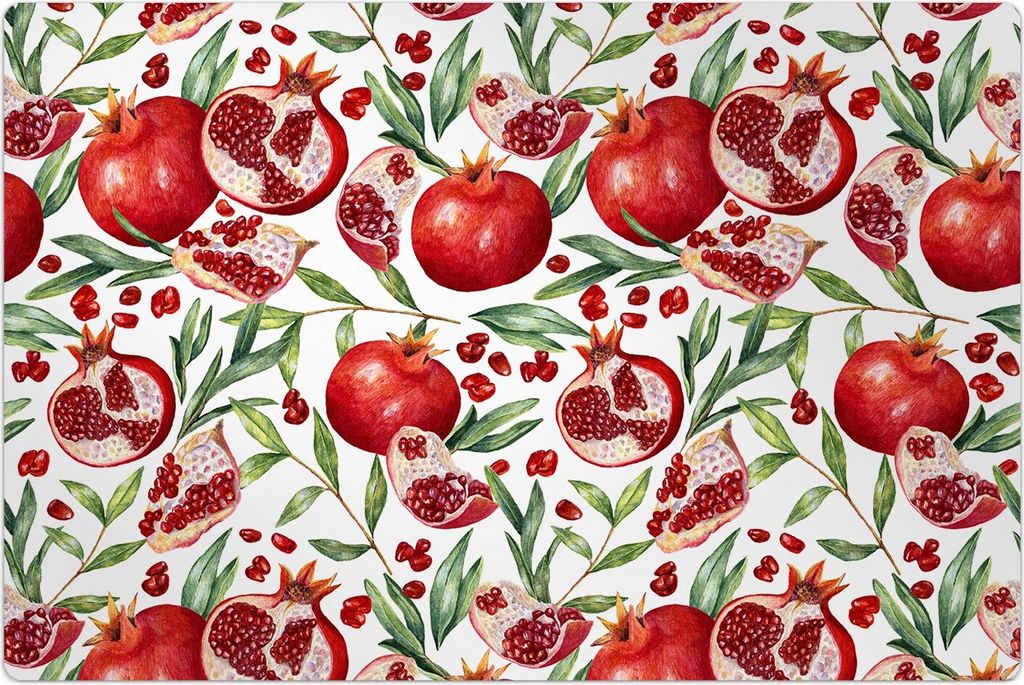 Küchenmatte 150x225 cm Vinylmatte Bodenmatte Dekoration - tropische Früchte Granat