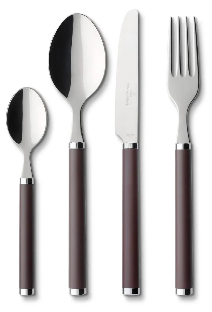 Service de couverts de table 24 pièces marron chocolat moderne
