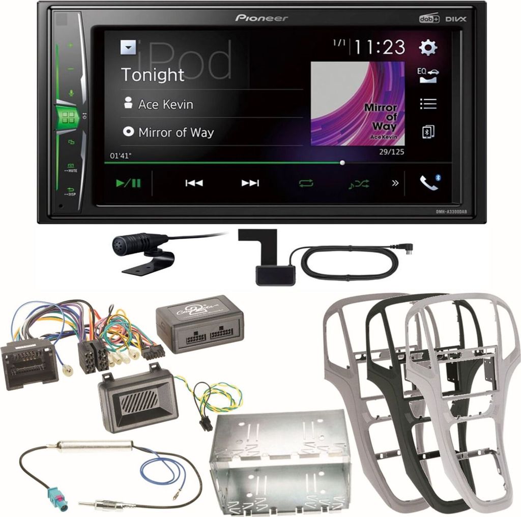 Pioneer DMH-A3300DAB Bluetooth Digitalradio Autoradio Einbauset für Opel Astra J