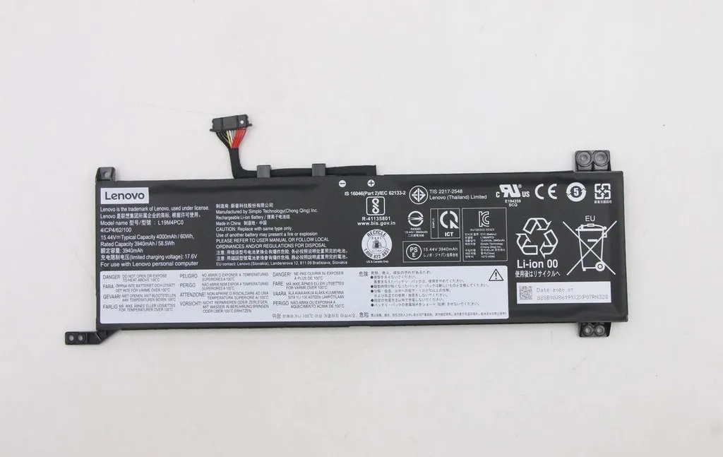 Batterie Interne pour Lenovo L19M4PC0 5B10W86195 15.44V 4 Cellules