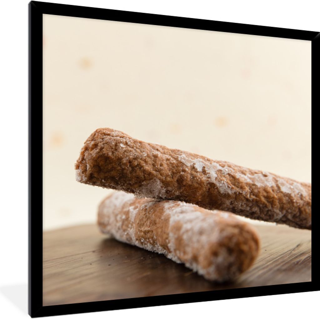 MuchoWow Gerahmtes Poster Zwei gefrorene holländische Frikandellen 40x40 cm - Poster mit Schwarzem Bilderrahmen Wandposter Rahmen Foto Bilder - ...