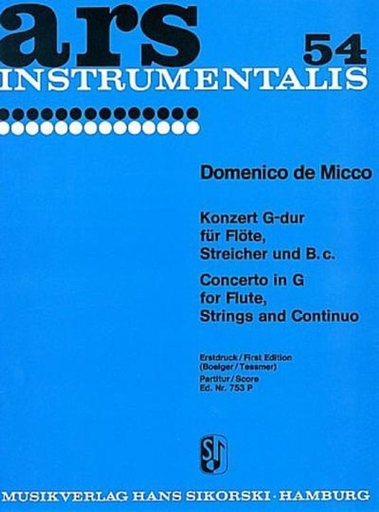 Konzert G-Dur Fuer Floete Undstreicher