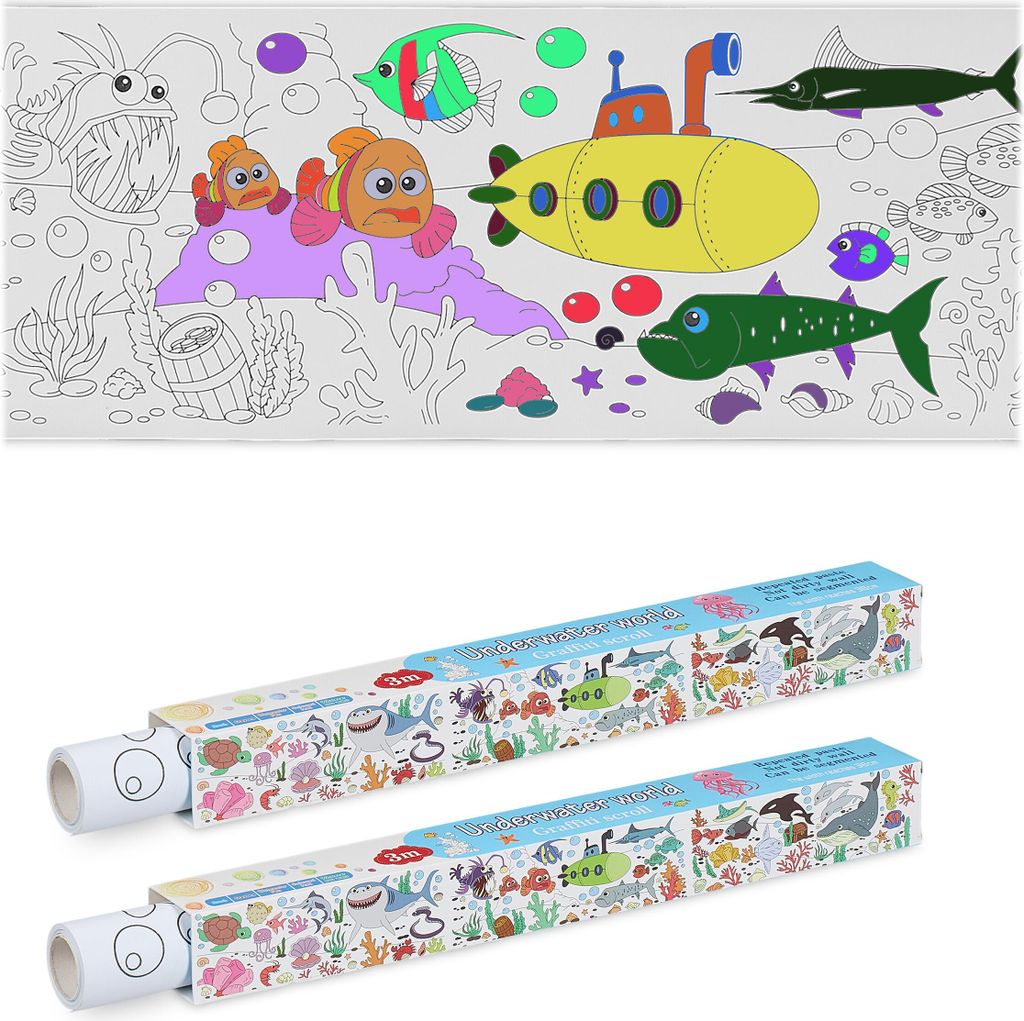 Relaxdays Tovaglia da colorare per bambini, set da 2, carta Immagine del prodotto 