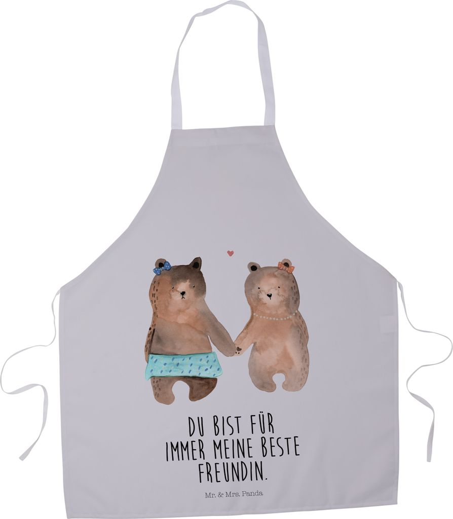 Mr. & Mrs. Panda Schürze Bär Freundin - Grau Pastell - Geschenk, Küchenschürze, Küchenzubehör, Kochkleidung, Beste Freund Liebe Liebesbeweis ...