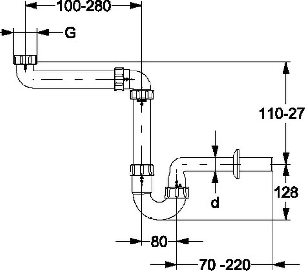 HAAS PP Waschtisch-Möbel-Raumsparsiphon  1 12 &1 1/4, DN Produktbild 8