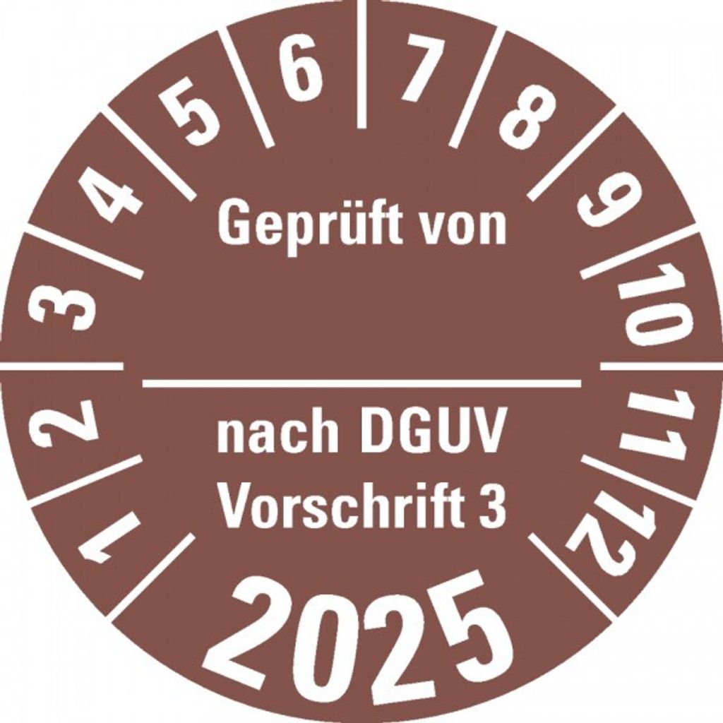 Dreifke Aufkleber I Prüfplakette v. nach DGUV 3, 2025, braun, Dokufo...
