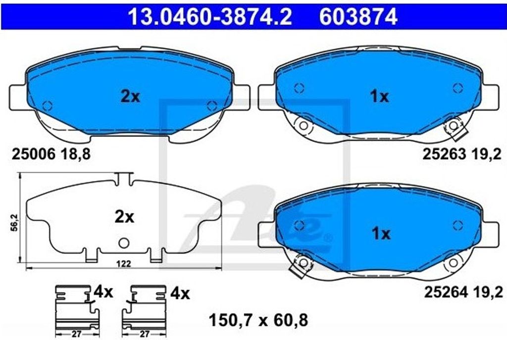 ATE Bremsbeläge vorne für Toyota Avensis Verso Kombi Stufenheck 2.0 2.2 D-4D