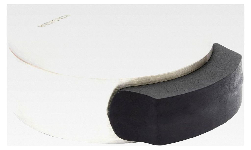 Design-Boden-Türstopper Schrauben oder Kleben - Durchmesser Ø 50 x 55 x 17 mm, Metall gebürstet, Edelstahloptik, thermoplastischer Kautschuk