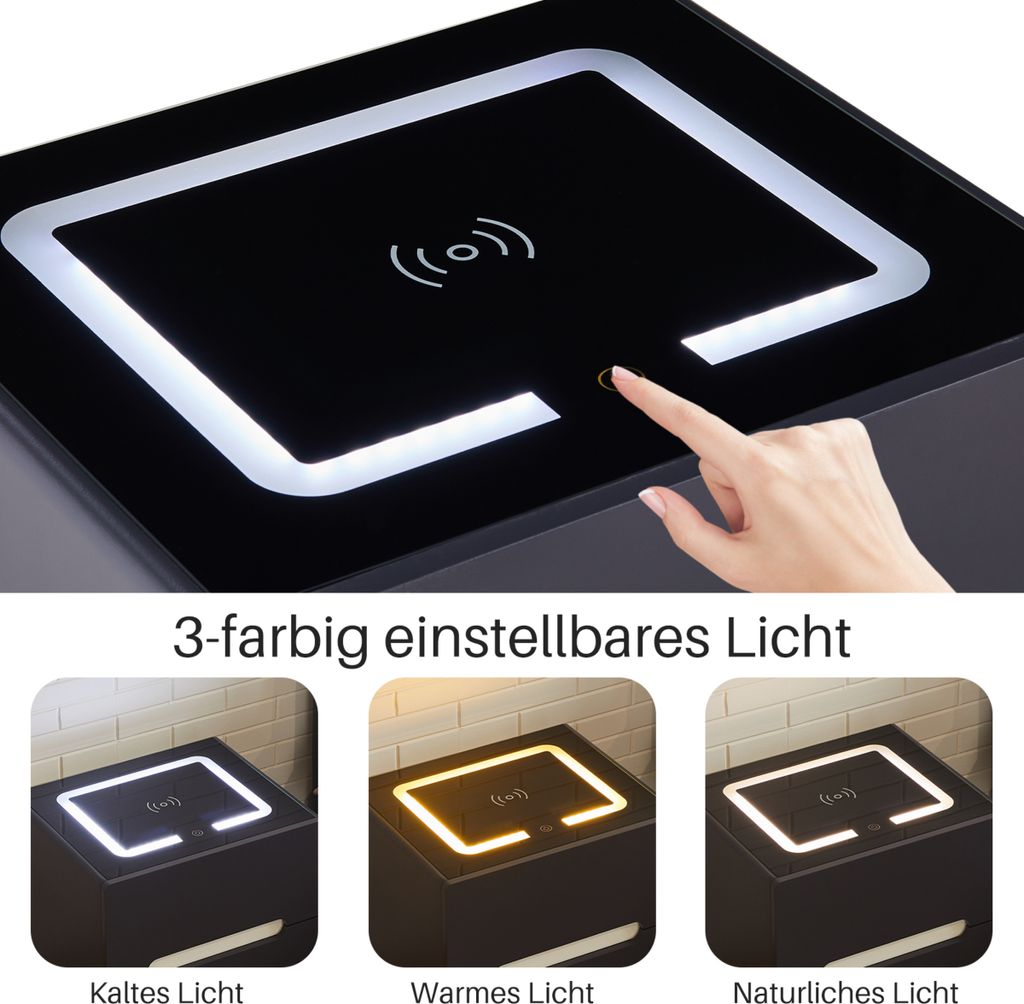 CLIPOP Nachttisch mit kabelloser Ladefunktion, Led Produktbild 5