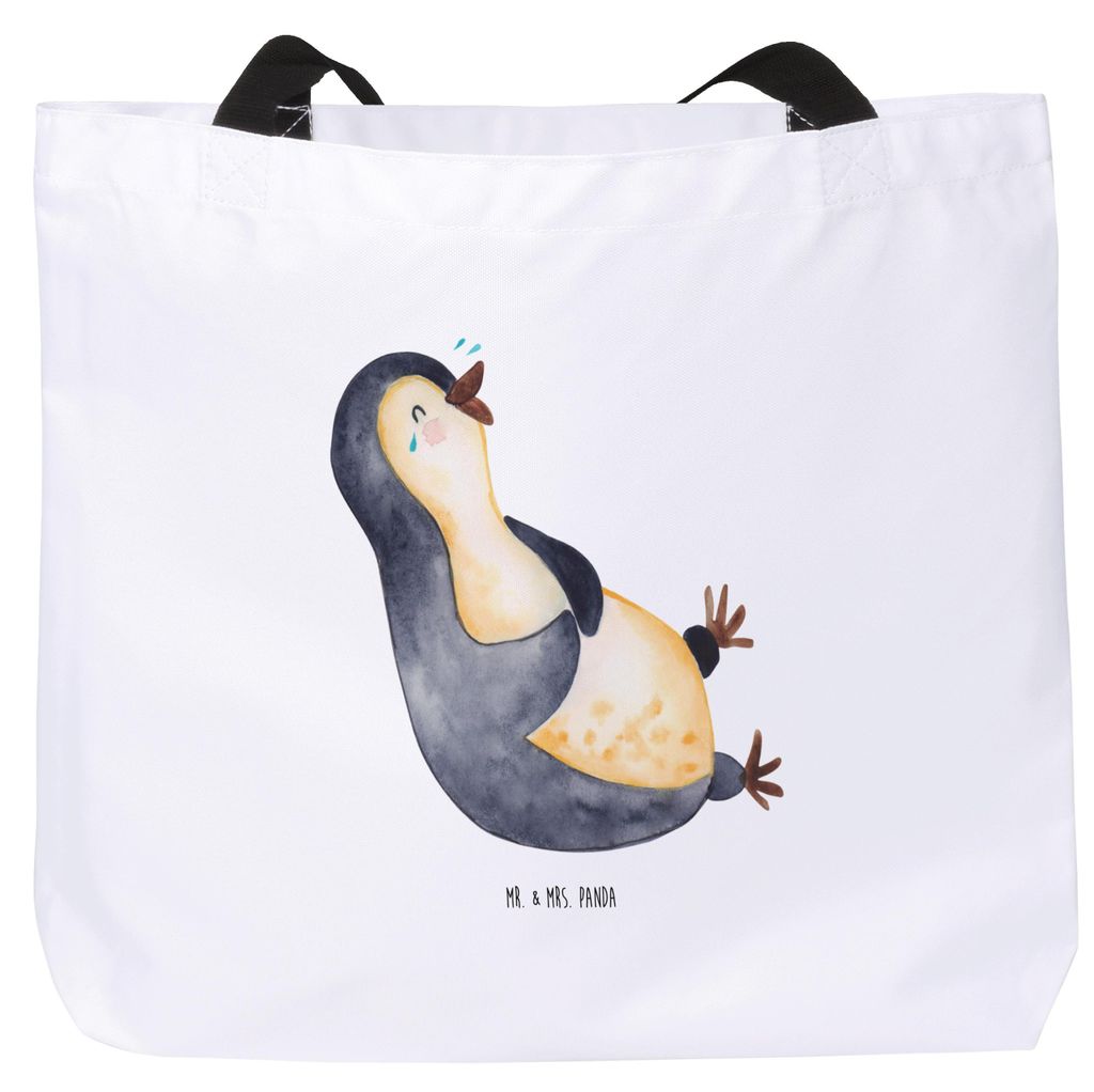Mr. & Mrs. Panda Schultasche Pinguin Lachen - Weiß - Geschenk, Laptoptasche, Haha, Tote Bag, Freude, Optimismus, Strandtasche, Reisetasche, Lol, T...