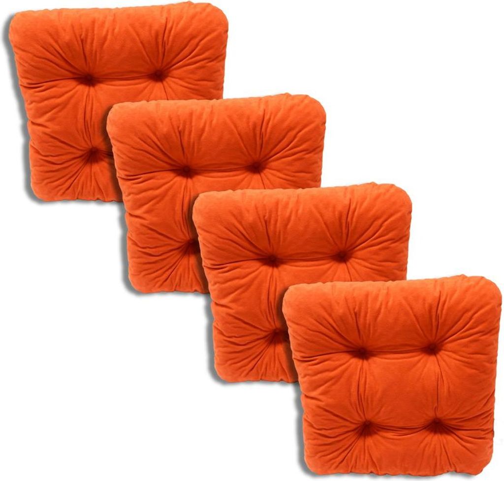 4er-Set Gepolsterte Stuhlkissen Orange 38x38x8 cm - 1333 Produktbild 
