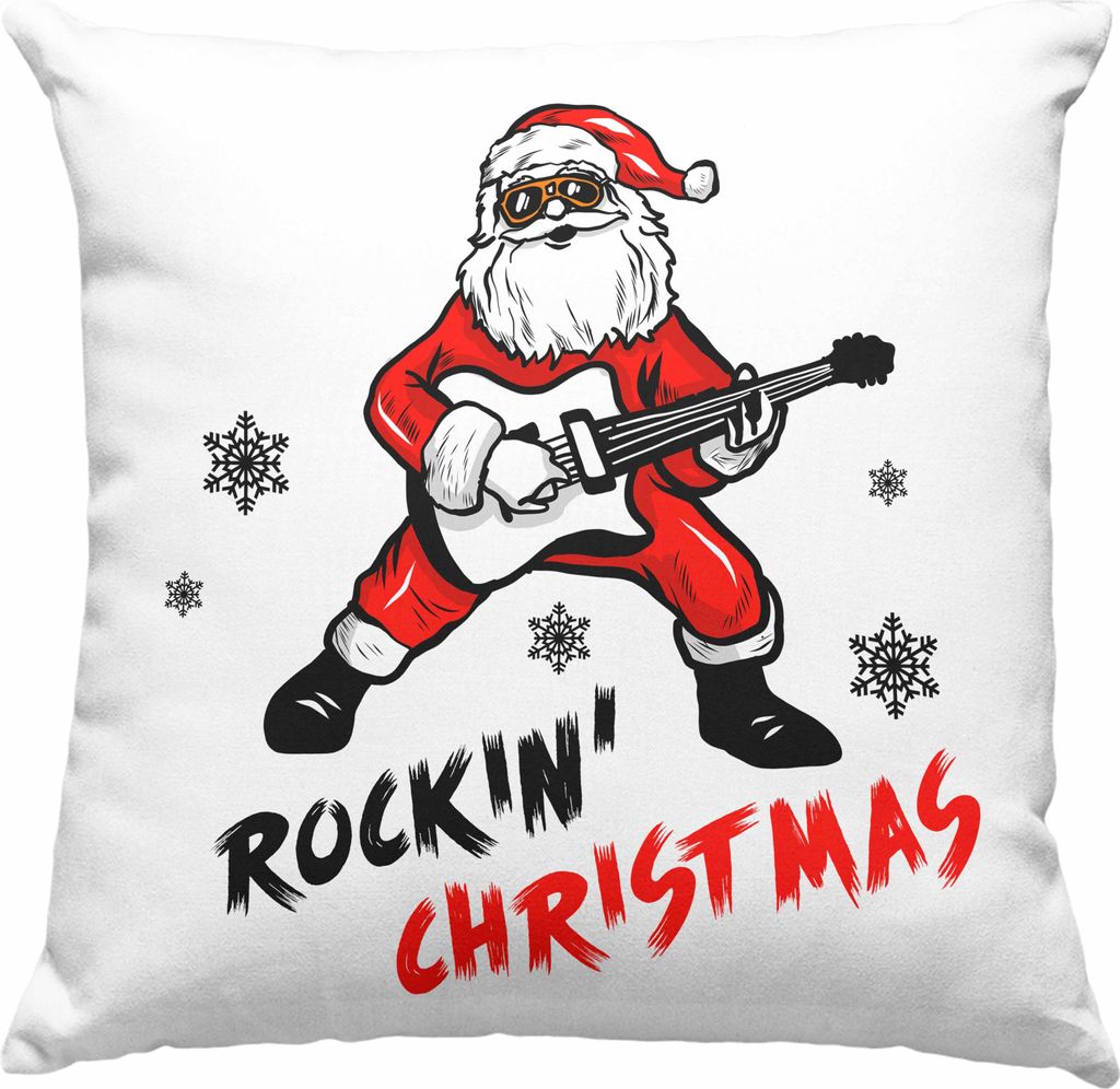 Trendation - Rockin Christmas Deko-Kissen mit Füllung 40x40 Weihnachten WeihnachtsDeko-Kissen mit Füllung 40x40 Rock N Roll Heavy Metal Geschenk...