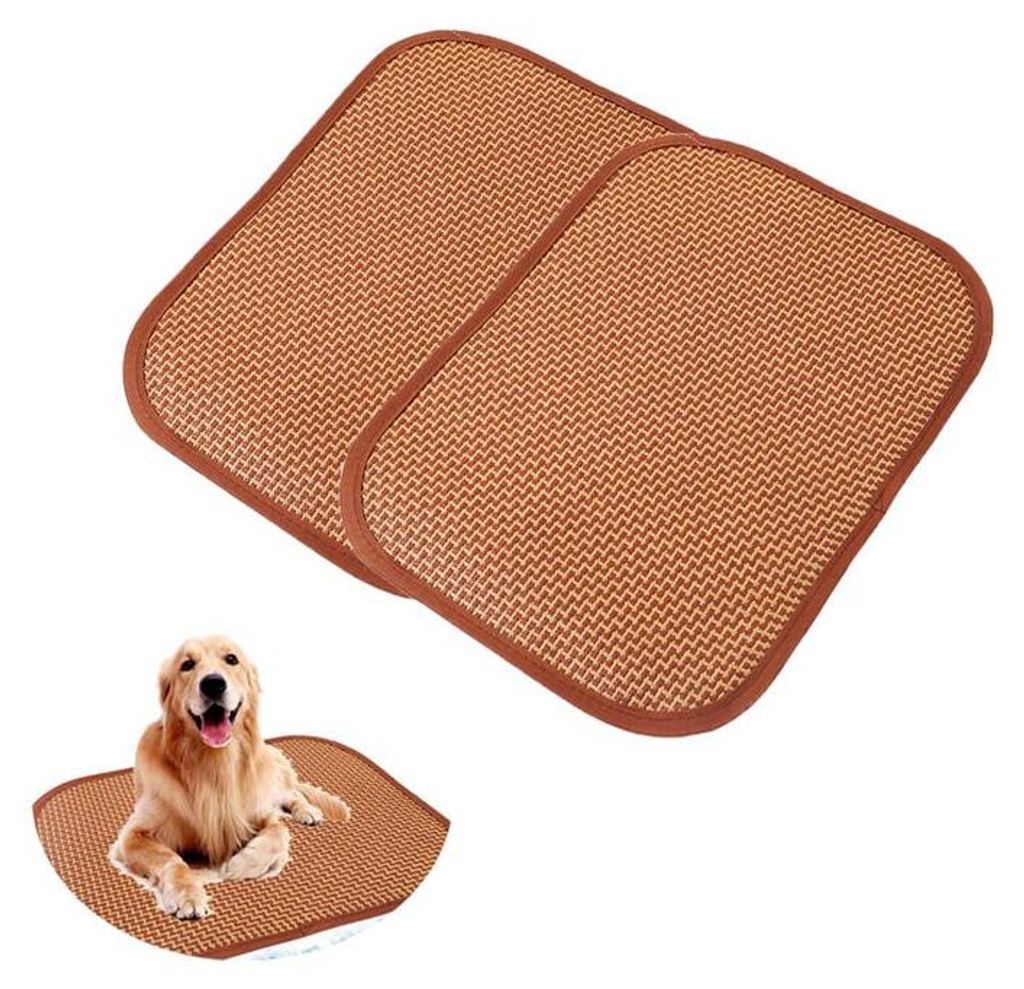 Kühlmatte für Haustiere 45x45cm Katzenmatte Hundematte aus Bambusgeflecht atmungsaktiv Sommermatte für Katze Hund Kaninchen