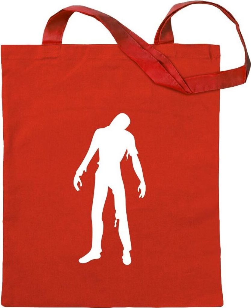 Kiwistar - Baumwolltasche - rot - Zombie White - Tragetasche Stoffbeutel Umhängetasche Langer Henkel