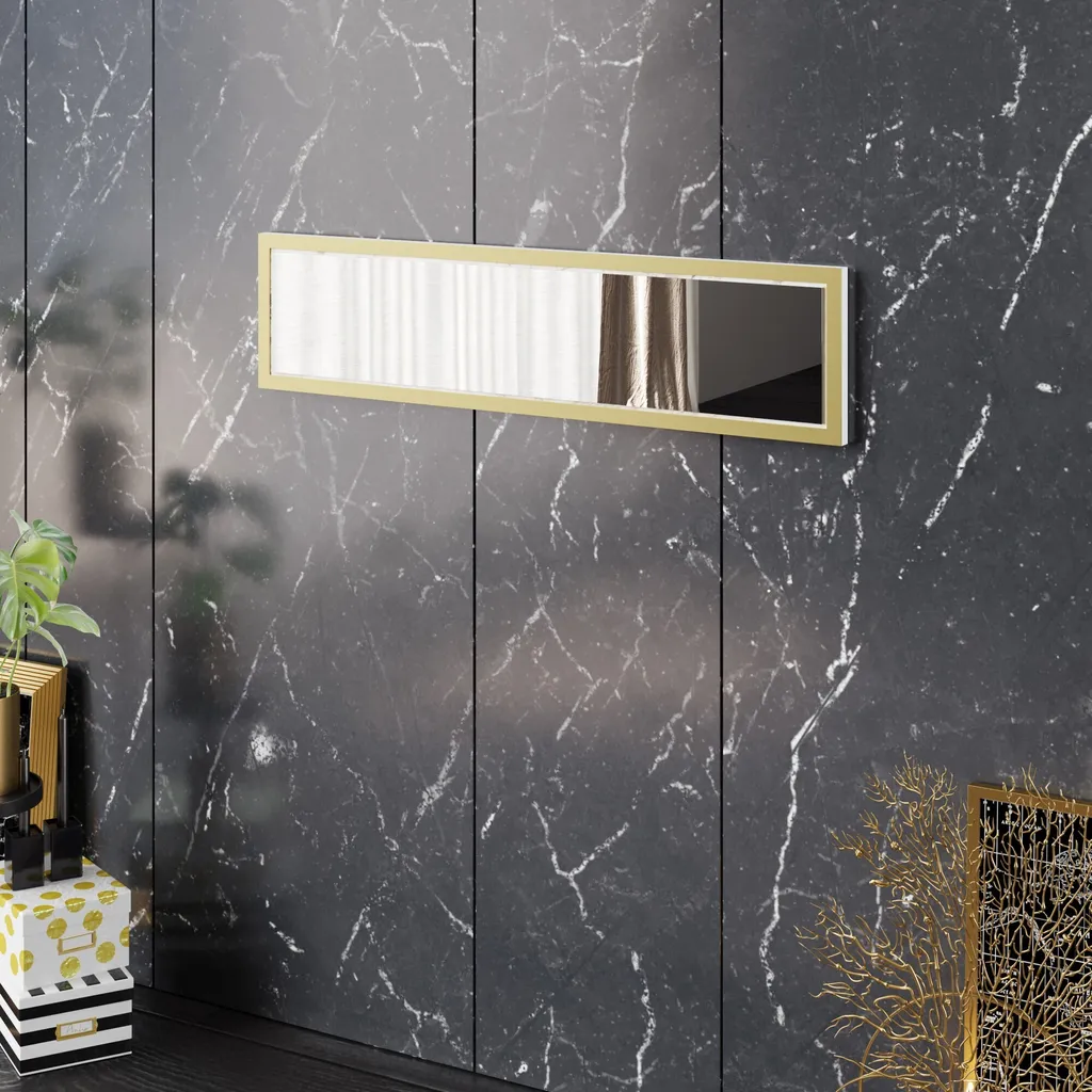 Skye Decor Frida Miroir Mural Blanc en Mélaminé de Qualité 90 x 22 cm