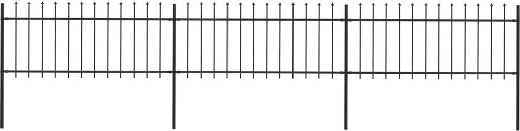 Gartenzaun mit Speerspitzen Stahl 5,1 x 0,8 m Schwarz