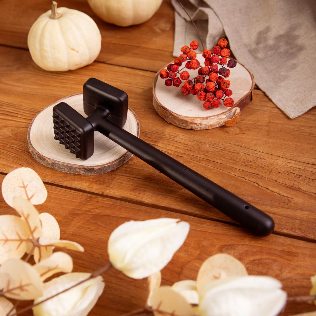 Fleichhammer Fleischklopfer Küchenutensil CRUSHER für Fleisch schwarz 22x6,5 cm HOMLA