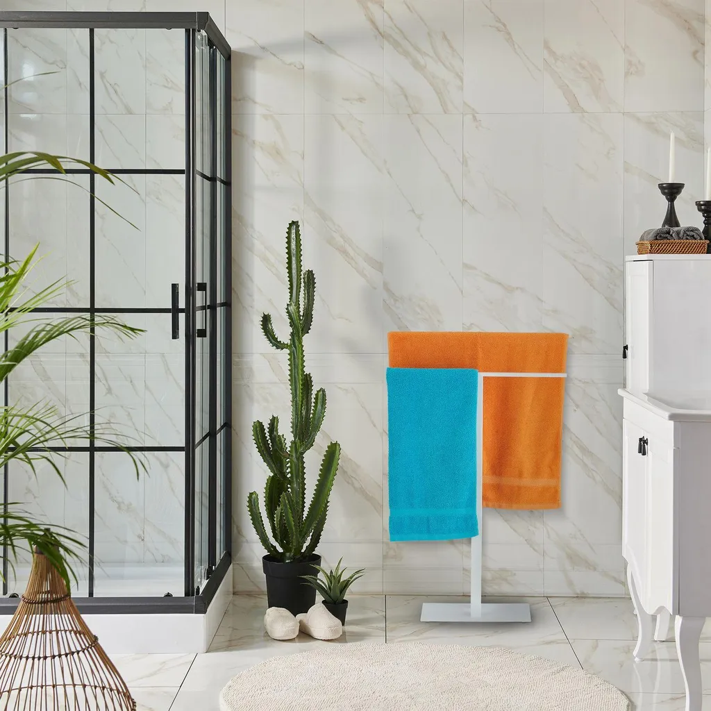 Porte-serviette mural T-Design blanc mat - Accessoire de bain ergonomique