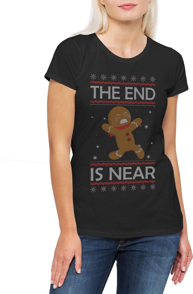 Urban Backwoods Christmas Ginger Bread Man, Damen T-Shirt, Farbe: Schwarz, Größe: M