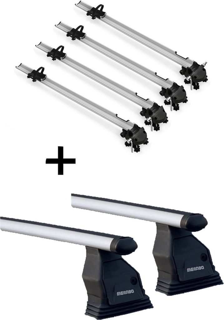 4x Fahrradträger Bike Pro + Dachträger Menabo Tema kompatibel mit für Mitsubishi Lancer VII 1995-2000